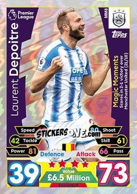 Sticker Laurent Depoitre - English Premier League 2017-2018. Match Attax Extra n. MM8 - Topps