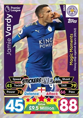 Sticker Jamie Vardy - English Premier League 2017-2018. Match Attax Extra - Topps