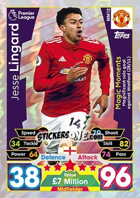 Sticker Jesse Lingard - English Premier League 2017-2018. Match Attax Extra - Topps