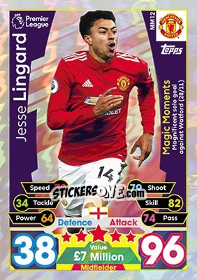 Cromo Jesse Lingard - English Premier League 2017-2018. Match Attax Extra - Topps