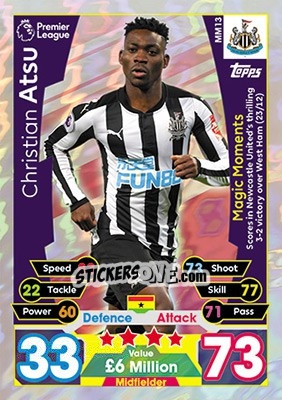 Sticker Christian Atsu - English Premier League 2017-2018. Match Attax Extra - Topps