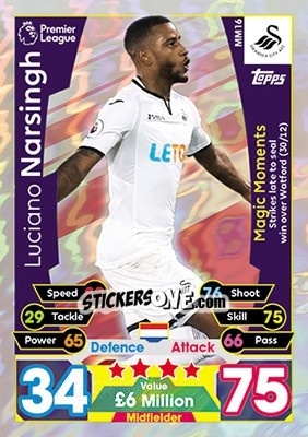 Sticker Luciano Narsingh - English Premier League 2017-2018. Match Attax Extra - Topps