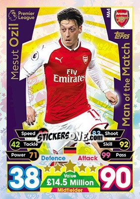 Sticker Mesut Özil - English Premier League 2017-2018. Match Attax Extra - Topps