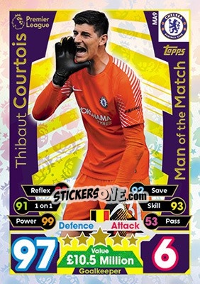 Sticker Thibaut Courtois - English Premier League 2017-2018. Match Attax Extra - Topps