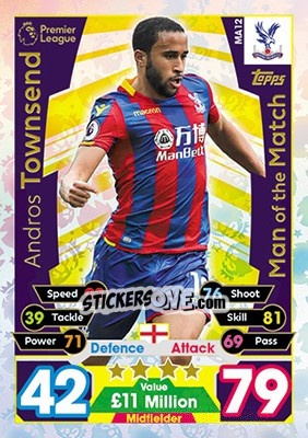 Sticker Andros Townsend - English Premier League 2017-2018. Match Attax Extra - Topps