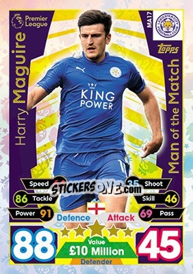 Sticker Harry Maguire - English Premier League 2017-2018. Match Attax Extra - Topps