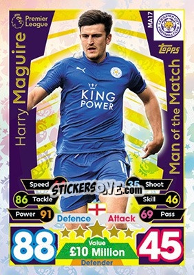 Sticker Harry Maguire - English Premier League 2017-2018. Match Attax Extra n. MA17 - Topps