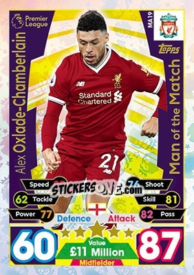 Sticker Alex Oxlade-Chamberlain - English Premier League 2017-2018. Match Attax Extra n. MA19 - Topps