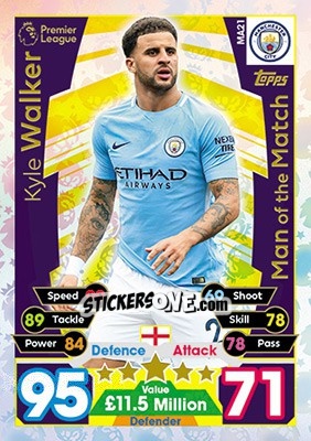 Sticker Kyle Walker - English Premier League 2017-2018. Match Attax Extra - Topps