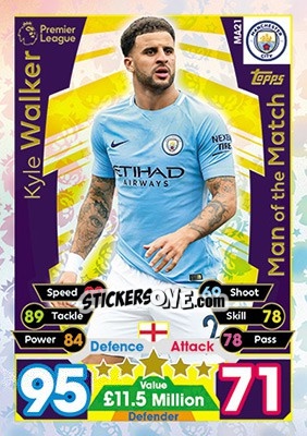 Sticker Kyle Walker - English Premier League 2017-2018. Match Attax Extra n. MA21 - Topps