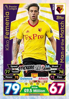 Sticker Kiko Femenia - English Premier League 2017-2018. Match Attax Extra - Topps