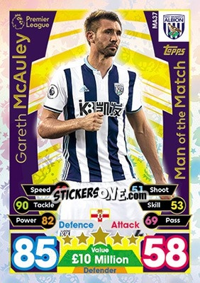 Sticker Gareth McAuley - English Premier League 2017-2018. Match Attax Extra - Topps