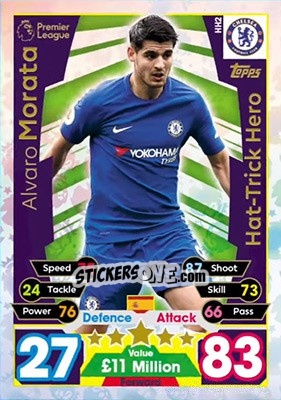 Sticker Alvaro Morata - English Premier League 2017-2018. Match Attax Extra n. HH2 - Topps