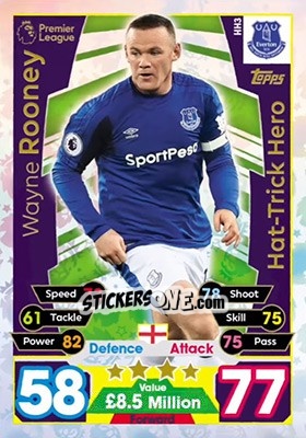 Sticker Wayne Rooney - English Premier League 2017-2018. Match Attax Extra n. HH3 - Topps