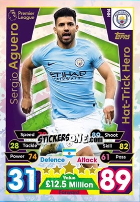 Sticker Sergio Aguero - English Premier League 2017-2018. Match Attax Extra n. HH4 - Topps