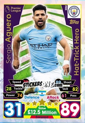 Sticker Sergio Aguero - English Premier League 2017-2018. Match Attax Extra - Topps