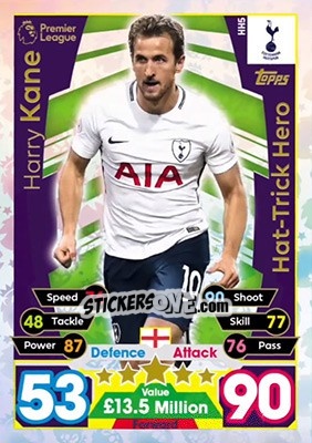 Sticker Harry Kane - English Premier League 2017-2018. Match Attax Extra n. HH5 - Topps