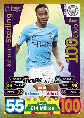 Sticker Raheem Sterling - English Premier League 2017-2018. Match Attax Extra - Topps