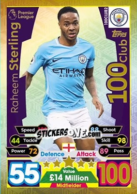 Figurina Raheem Sterling - English Premier League 2017-2018. Match Attax Extra - Topps