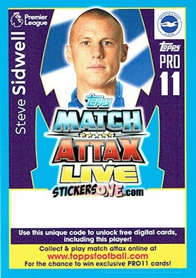 Sticker Steve Sidwell - English Premier League 2017-2018. Match Attax Extra - Topps
