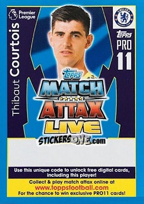 Sticker Thibaut Courtois - English Premier League 2017-2018. Match Attax Extra - Topps