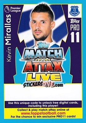 Sticker Kevin Mirallas - English Premier League 2017-2018. Match Attax Extra - Topps