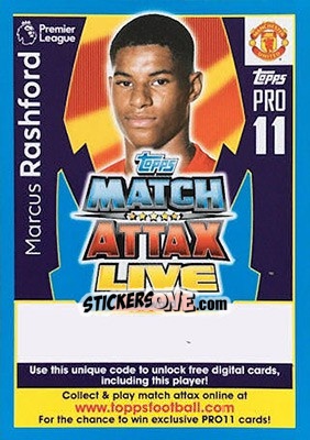 Sticker Marcus Rashford - English Premier League 2017-2018. Match Attax Extra - Topps