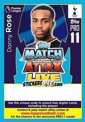 Sticker Danny Rose - English Premier League 2017-2018. Match Attax Extra - Topps