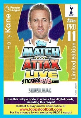 Sticker Harry Kane - English Premier League 2017-2018. Match Attax Extra n. PLX18-UKL02 - Topps