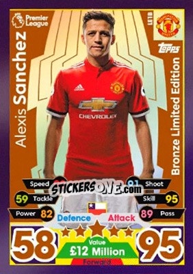 Sticker Alexis Sanchez - English Premier League 2017-2018. Match Attax Extra n. LE1B - Topps