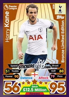 Sticker Harry Kane - English Premier League 2017-2018. Match Attax Extra n. LE2B - Topps