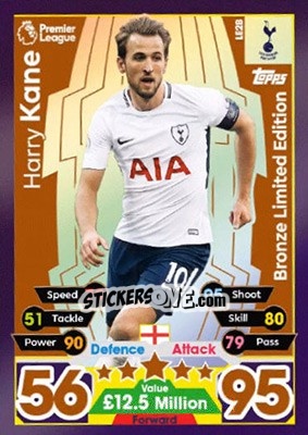 Sticker Harry Kane - English Premier League 2017-2018. Match Attax Extra - Topps