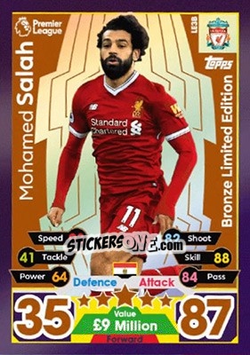 Sticker Mohamed Salah - English Premier League 2017-2018. Match Attax Extra - Topps