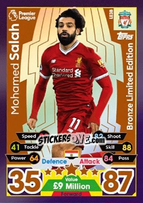Sticker Mohamed Salah - English Premier League 2017-2018. Match Attax Extra n. LE3B - Topps