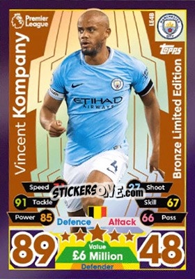 Sticker Vincent Kompany - English Premier League 2017-2018. Match Attax Extra n. LE4B - Topps