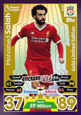Sticker Mohamed Salah - English Premier League 2017-2018. Match Attax Extra n. LE3G - Topps
