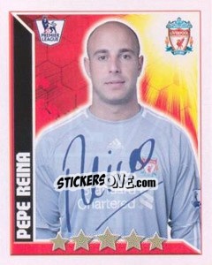 Sticker Pepe Reina - Premier League Inglese 2010-2011 n. 197 - Topps