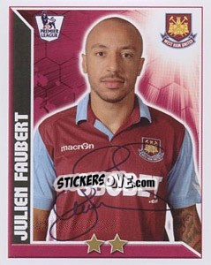 Sticker Julien Faubert - Premier League Inglese 2010-2011 n. 380 - Topps