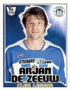 Figurina Arjan de Zeeuw - Club Legend - Premier League Inglese 2010-2011 - Topps