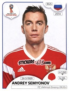 Sticker Andrei Semenov - Coppa del Mondo FIFA Russia 2018 - Panini