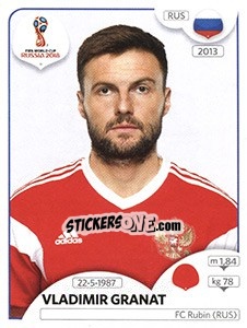 Sticker Vladimir Granat - Coppa del Mondo FIFA Russia 2018 - Panini