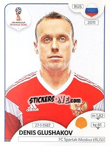 Sticker Denis Glushakov - Coppa del Mondo FIFA Russia 2018 - Panini