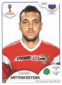 Sticker Artem Dzyuba - Coppa del Mondo FIFA Russia 2018 - Panini