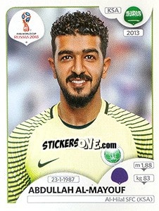 Cromo Abdullah Al-Mayouf - Coppa del Mondo FIFA Russia 2018 - Panini