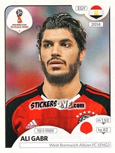 Figurina Ali Gabr - Coppa del Mondo FIFA Russia 2018 - Panini