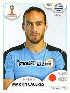 Sticker Martín Cáceres - Coppa del Mondo FIFA Russia 2018 - Panini