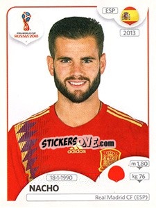 Sticker Nacho Fernández - Coppa del Mondo FIFA Russia 2018 - Panini