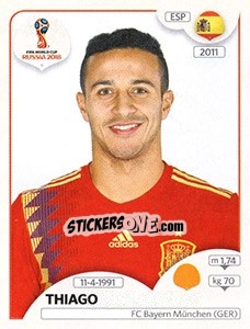 Cromo Thiago Alcántara - Coppa del Mondo FIFA Russia 2018 - Panini