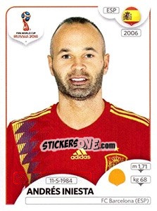 Cromo Andrés Iniesta - Coppa del Mondo FIFA Russia 2018 - Panini