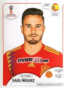 Cromo Saúl Ñíguez - Coppa del Mondo FIFA Russia 2018 - Panini